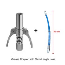 구리스 건 자동 주입기 10000 PSI 그리스 도구 커플러 튼튼한 퀵 잠금 해제 더블 핸들 누수 없는 팁 스틸, 02 With hose