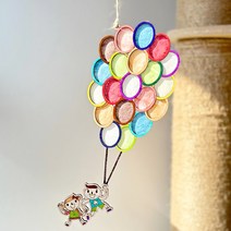우드 썬캐쳐 만들기 diy 키트 재료 한지 공예 모빌 드림캐쳐 장식 어린이 돌봄교실 초등 중등 고등 취미 5개 세트, 날아라풍선