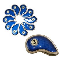 골프 아이언커버세트 골프채 클럽 헤드커버 크리스탈 고급PU, 크리스탈 아이언커버 블루