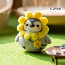 Makone 상표등록 양모 니들 펠트 공예 인형 diy 재료 수제 인형 펭귄, 새해 펭귄