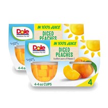 돌 다이스드 복숭아 후룻볼 미국 Dole Diced Peaches Fruit Bowls 113g 4개입 2팩 과일컵, 2개