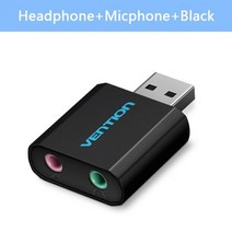 외장사운드카드 Vention USB 사운드 카드 오디오 인터페이스 헤드폰 어댑터 마이크 스피커 노트북 PS4 컴퓨, 러시아, Black