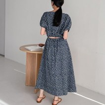 잔잔꽃 트임 밴딩 롱 원피스
