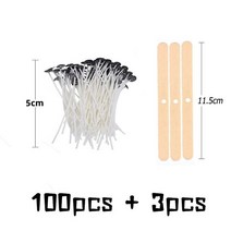 캔들심지 양초 나무 세트 100 + 3 개/대 원래 면화 캔들 위크 무연 꼰 코튼 윅 나무 고정 브래킷 DIY 촛불, 02 5