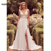 실크드레스 쉬폰드레스 RODDRSYA여성을 위한 간단한 Boho 웨딩 드레스 2023 v넥 아플리케 백리스 신부 가운 버튼 포함 쉬폰 Vestidos De Novia 여성을위한 심