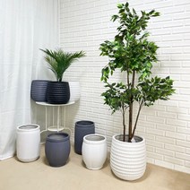 루아데코 마블 벌집 항아리 세로줄 화분 중형 대형, 블랙