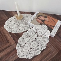 플라워 자수 면사 뜨개 인테리어 덮개 캔들 소품 깔개 소형 매트 2종, B타입