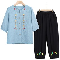 여름 중장년 편안한 티셔츠 어르신 홈웨어 상하세트