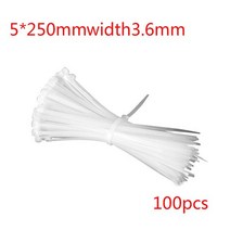 견고한 100 개 5X150/200/250mm 흰색/검정색 우유 케이블 와이어 지퍼 타이 자동 잠금 나일론 너비 3.6mm, 한개옵션1, 03 WT 250mm