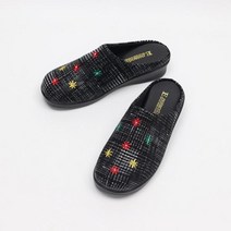 마롱패션 꽃무늬 체크 패턴 여성 슬리퍼 키높이 샌들 뮬 블로퍼
