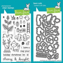 Lawn Fawn Cheery Christmas 클리어 스탬프 및 다이 세트 - 1개 포함 (LF1216) (LF1217) 번들 2개 아이템
