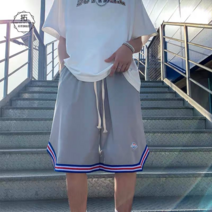 스트라이프 심플 트레이닝 반바지 여름 슬림 와이드 5부 팬츠 남한판