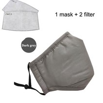 3pcs 코 튼 블랙 마스크 입 얼굴 안티 먼지 PM2.5 입 활성 탄소 필터 패브릭 washable 재사용 가능한, 03 darkgray