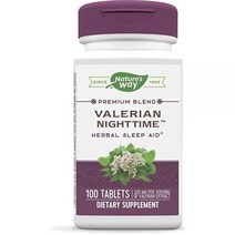 네이쳐스웨이 Valerian 나이트time 허브 수면 보조제 발레리안 추출물 1회 제공량당 320mg 글루텐 프리 100정
