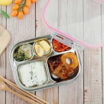에스유컴퍼니 베이직 스텐 식판도시락, 핑크, 단품