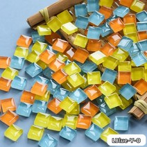 공예 취미 모자이크 재료 4oz/114g(약 115pcs) 1cm/0.39in 정사각형 유리 타일 4mm/0.16in 두께 DIY 만들기, 4oz-114g, LBlue-Y-O