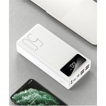 휴대용 무선충전기 휴대용 보조 배터리 50000 mAh LED 조명 외장 아이폰 샤오미용 파워뱅크 MAh, 01 50-White-50000mAh