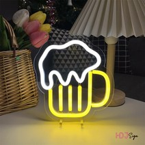 라이트 바 무선 LED바 바LED 네온 밤 빛 디자인 홈 소녀 소년 침실 파티 테이블 장식 책상 램프 조명 주방, 01 beer_01 18x20cm