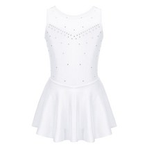 피겨연습복 피겨 스케이트 복 드레스 의상 키즈 소녀 리듬 체조 레오타드 드레스 긴 소매 모의 목 튤 스플, 13 B-White_04 10