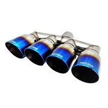 NETAMI 7.6cm(3인치) 입구에서 10.2cm(4인치) 쿼드 콘센트 배기 팁 스테인리스 이중 벽 크롬 광택 404611