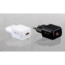 BiiZ QC3.0 고속충전기 USB 1포트+C케이블 포함 1512V 9V 갤럭시S22 노트20 아이폰 제트플립3 폴드, 비즈 고속충전기 SJ301-화이트