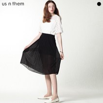 [패션지오] [US N THEM] 블랙 코코 플리츠 밴딩 스커트