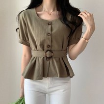 라라벨 여성용 여리핏 블라우스 가넷 셔츠 벨트블라우스 하객 하객룩