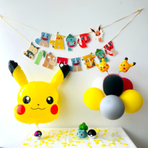 포켓몬스터 피카츄 머리띠 생일파티 풍선 세트 가랜드 생일세트, 피카츄생일세트