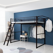 브라보가구 밀라 철제 벙커침대+ 본넬매트리스, 블랙