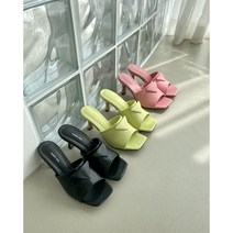 [삼각패치팬던트포인트 경민MD 찜 뮬 힐] 스퀘어토 네모 미들 하이굽 블랙 핑크 그린 발이편한 착화감좋은 센텀시티 해운대 카페 데이트 소개팅 바다 광안리 송정 스트랩샌들 8cm