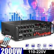 앰프 2000W 5.0 bluetooth 2 Channel Audio HiFi Amplifier Stereo 326BT 12V/220V AV Amp Speaker Support 4 Microphone Reverb Equilibrium, 220V EU Plug 4 220V EU Plug