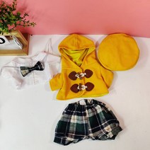 PKTOYS 귀여운 옷만들기 적합합니다 오리/곰돌이/강아지/알파카 동물인형 옷에 크리스마스 선물, 노란 뿔 버클 코트 세트, 30cm/40cm 인형 착용