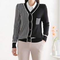 모리스커밍홈 반반배색 하운드투스 브이넥 가디건 M2301CD015A