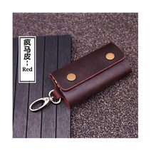 차키케이스 자동차키링 용 핸드메이드 가죽 키 지갑 키체인 파우치 지퍼 디자이너 가정부 자동, 버건디
