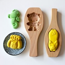 바이스타 귀여운 동물 원목 다식판, 동물4구, 1개