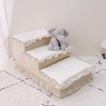 강아지 계단 펫스텝 침대계단 애완 동물 럭셔리 디럭스 사다리 작은 개 고양이 램프, [01] 3Steps 65x40x30cm, [17] Floral Khaki