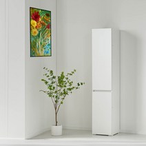 Sunshine 틈새수납장 키큰서랍장 보관정리함 도어 선반 여닫이 수납함 400, 베이지