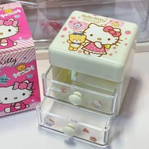 플라스틱 보석 정리함 글러브 박스 작은 물건 상자 선물 미니 책상 서랍 정리서랍, Hello Kitty