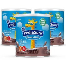 PediaSure 페디아슈어 그로우 앤 게인 바닐라 쉐이크 믹스 파우더 14.1oz( 397g), 3개, 초콜렛맛