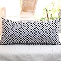 리빙하우스/무료배송/솜포함/순면 100%/대형/원형/롱 쿠션/바디필로우/긴베개, 100X50사각형, 도톰한순면옥스포드네모의꿈그레이