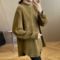 WZC 가을겨울 반폴라 티셔츠 긴팔티 무지 포켓 도톰한 풀오버 빅사이즈 여성상의 M~4XL