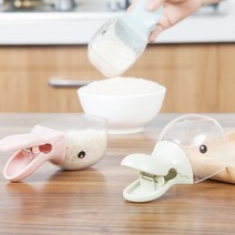 오리 쌀스푼 봉지 집게 쌀바가지 잡곡 밀봉 봉투집게, 아이보리