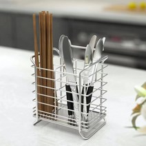 도도미아 조리도구 수저 정리함 물빠짐 수저통 걸이형, 실버, 1개