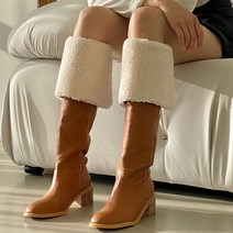 다미님 [굽5cm/225~230] 양털 롱부츠 접는 롤업 레그워머 가죽 레더 롱워커 뽀글이 퍼 기모 겨울 라운드 스퀘어 통넓은 빅사이즈 스판 밴딩 지퍼 패딩 어그 로퍼 입입-신발