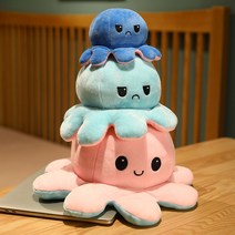문어 인형 피규어 양면 뒤집기 인형 생일 선물 사무실등받이 허리받침대 패브릭소품 캐리어제작 커버쿠션 의자등받이쿠션, 옵션06, 80cm(문어 20cm 한 마리 양면으로 뒤집어서