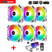 DFMEI 방열팬 12cm 데스크톱 PC 속도조절 LED발광 무음 rgb팬, 6개의 정월백+뮤직 ARGB 컨트롤러