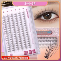 F007세그먼트 자연 모피 슬립온 셀프 접목 6 줄 센코 인조 속눈썹 반복 가능, 1팩