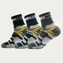 블랙야크 S-V존 등산양말 3개세트, 남성용, 회색+남색+검정색