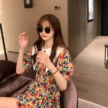 보헤미안 슬림 달짝지근함 가염 눈길을 끄는 스윗 숲 프렌치 클래식 보이핏 볼륨 플라워원피스 여름 2143131889