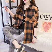 Wceme 여성 체크니 긴팔 남방 봄/여름/가을/겨울 여자 4계절 체크무늬 셔츠 룽 셔츠 상의 여자체크남방 여자 체크셔츠 여자 등산 도보 여행 캠핑 봄 셔츠